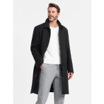Ombre Men's long single-breasted coat with collar and undercoat navy blue černá – Zboží Dáma