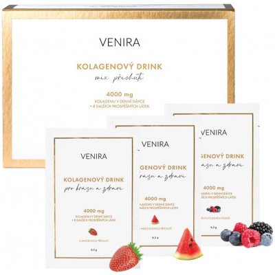 Venira Kolagenový nápoj pro vlasy, nehty a pleť příchutí (jahoda, meloun, lesní plody) 30 sáčků