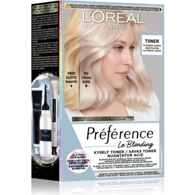 L’Oréal Paris Préférence Le Blonding Toner kyselý toner neutralizující mosazné podtóny odstín 01 Platinum Ice 1 ks – Zboží Mobilmania