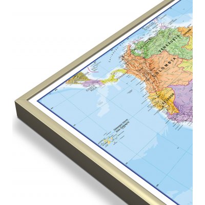 Maps International Jižní Amerika - nástěnná politická mapa 100 x 120 cm Varianta: mapa v hliníkovém rámu, Provedení: zlatý matný rám – Zbozi.Blesk.cz