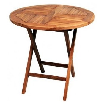 DIVERO kulatý zahradní stolek z týkového dřeva, 80 cm, P2211