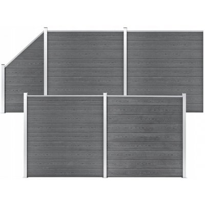 Greatstore Plotová sada WPC 4 čtvercové + 1 šikmý díl 792 x 186 cm šedá – Zbozi.Blesk.cz