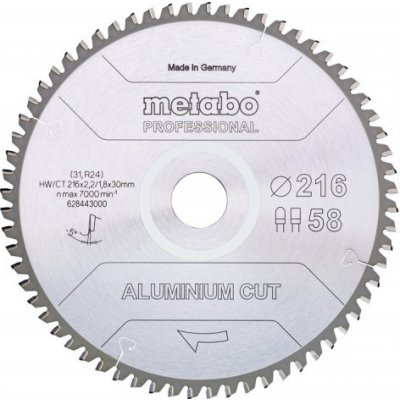 Metabo Pilový kotouč ALUMINIUM CUT Professional 216 x 30 mm Z58 FZ/TZ 5°NEG 628443000 – Zboží Mobilmania