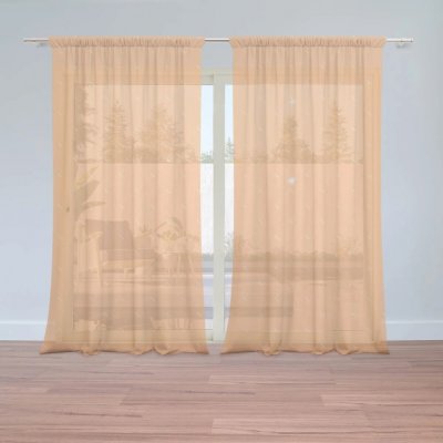 Sablio Záclony Bílé čárky na oranžové: 2ks 150x250cm – Hledejceny.cz