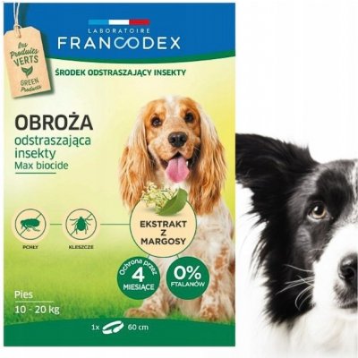 Francodex Obojek proti blechám pro středně velké psy od 10 kg do 20 kg 60 cm – Hledejceny.cz
