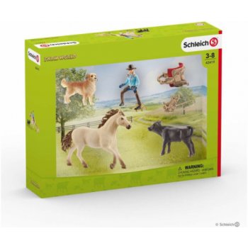 Schleich 42419 set westernová jezdkyně se zvířátky