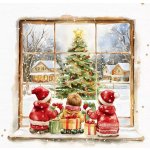 ti-flair Ubrousek 33x33cm Dětí vyhlížejí Ježíška u okna – Zboží Dáma