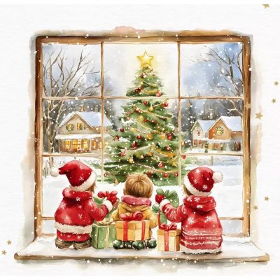 ti-flair Ubrousek 33x33cm Dětí vyhlížejí Ježíška u okna – Zboží Dáma