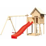 KARIBU domek FRIEDA 91181 + červená skluzavka + houpačka – Zboží Mobilmania