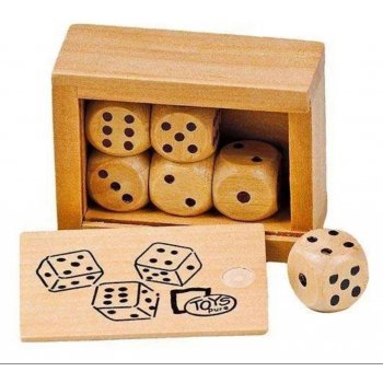 Hrací kostky v dřevěné krabičce
