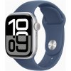 Chytré hodinky Apple Watch Series 10 46mm stříbrný hliník s denimovým sportovním řemínkem S/M MWWL3QC/A