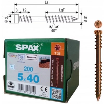 Šrouby do dřeva Spax 5 x 40 mm, 200 ks – Hledejceny.cz