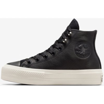 Converse Chuck Taylor All Star Lift Platform Leather Hi A08312/Black/Black/Egret – Zboží Dáma