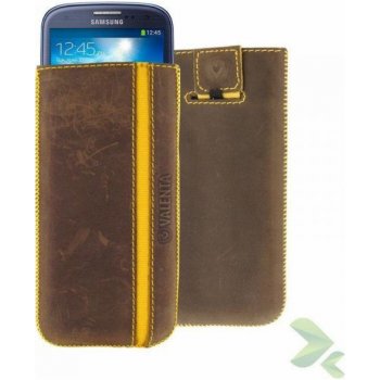 Valenta Pocket Stripe Vintage – kožené s posuvníkem pro Samsung Galaxy S4/s Iii, Htc One I Other hnědé