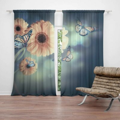 Sablio Závěs Květinová abstrakce: 2ks 140x250cm – Zboží Mobilmania