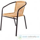 Zahradní židle a křesla křesílko HAPPY GREEN ocelové stříbrné PE RATAN A08866