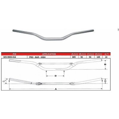 WRP řidítka PRO-BAR 28.6mm HIGH stříbrná