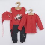 Koala 3-dílná bavlněná dětská souprava Birdy tmavé růžová – Zboží Dáma