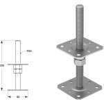 Domax šroubovací patka sloupku nastavitelná závitová PSR 80 M20 - 80 x 250 x M20 x 3 mm 4 ks – Zboží Mobilmania