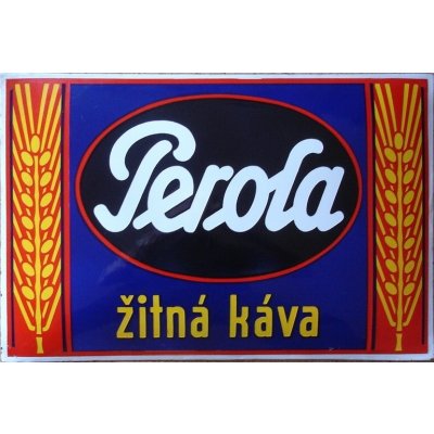 Plechová retro cedule / plakát - Perola žitná káva Provedení:: Plechová cedule A5 cca 20 x 15 cm – Zboží Mobilmania