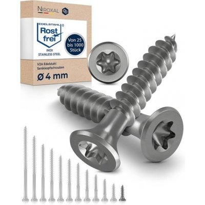 Vruty do dřeva Torx šrouby 4x16 z nerezové oceli V2A nerezové šrouby do dřevotřísky s plným – Hledejceny.cz