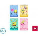 DELI Spirálový blok A7 SPONGEBOB čtverečkovaný 100 listů – Zboží Živě