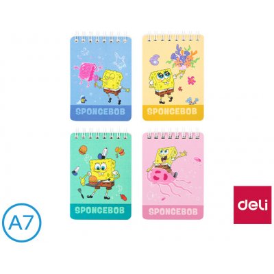 DELI Spirálový blok A7 SPONGEBOB čtverečkovaný 100 listů – Zboží Živě