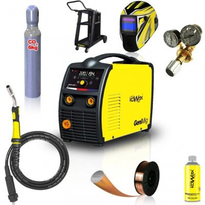 Kowax Genimig 220 LCD + Hořák + Kabely + Red. Ventil + Kukla + Drát + Sprej + Vozík + Redukce + plná Láhev Co2 KWXSTGM220LCD_SVA01 – Hledejceny.cz