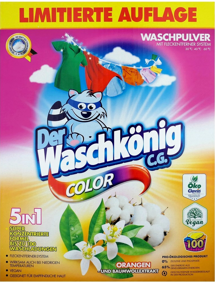 Waschkönig Orangen Und Baumwollextrakt Color prášek na praní 6 kg 100 PD