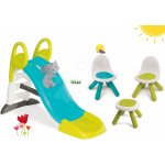 Smoby set Toboggan KS a piknikový stolek se dvěma židlemi KidChair Blue 310269-2 – Zboží Dáma
