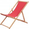 Zahradní židle a křeslo 43999 vidaXL Skládací plážové křeslo látka a dřevěný rám červené