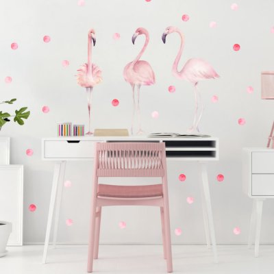 INSPIO Dětské samolepky na zeď - Růžový plameňák s puntíky Sada č. 1 – 100 × 50 cm – Hledejceny.cz