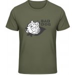 Gildan Soft Style tričko Design s nápisem BAD DOG - military Green – Hledejceny.cz