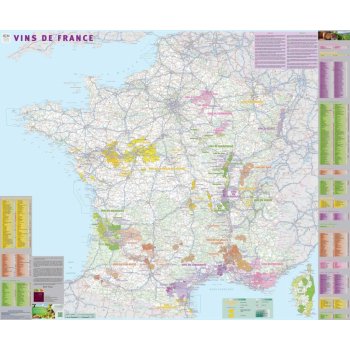 IGN Francie - nástěnná vinařská mapa 98 x 119 cm Varianta: bez rámu v tubusu, Provedení: laminovaná mapa v lištách