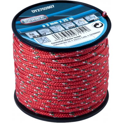 CONNEX PES pletené lano 16pramenné, 3 mm × 25 m, červ./zel./bílá – Zbozi.Blesk.cz