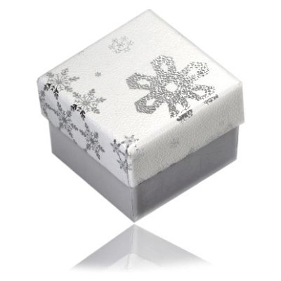 Šperky Eshop Dárková krabička na náušnice nebo prsten Y50.13 zimní motiv bílo-stříbrná barevná kombinace vločky