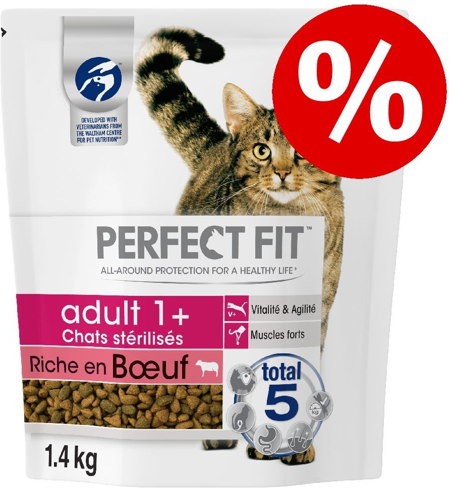 Perfect Fit Cat Dry Indoor 1+ s hovězím 750 g