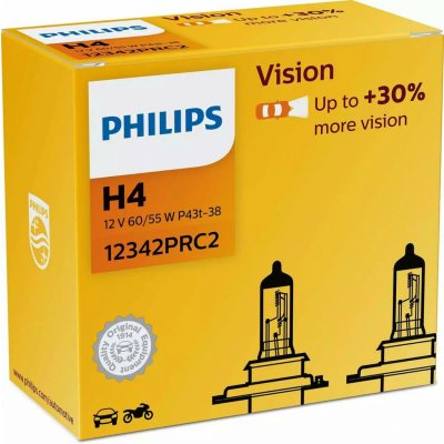 Philips Vision H4 P43t 12V 60/55W 2 ks 12342PRC2 – Hledejceny.cz