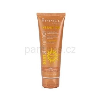 Rimmel Sun Shimmer Instant Tan smývatelný samoopalovací gel se třpytkami odstín Light/Shimmer (For Body & Face) 125 ml