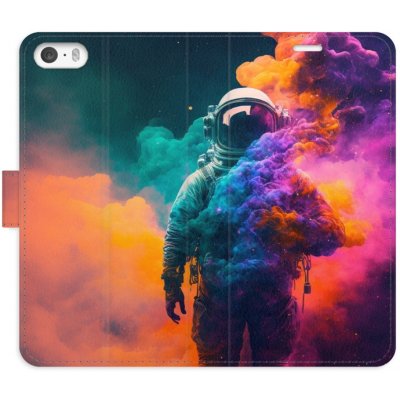 Pouzdro iSaprio Flip s kapsičkami na karty - Astronaut in Colours 02 Apple iPhone 5 / 5S / SE – Zboží Mobilmania