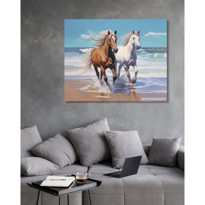 ZUTY Obrazy na stěnu - Koni ve vlnách Rozměr: 40x50 cm, Rámování: vypnuté plátno na rám