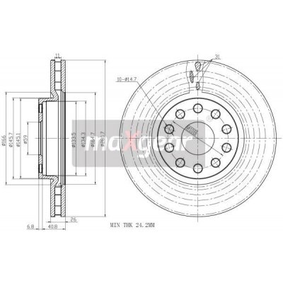 Brzdový kotouč ALFA přední 166 2.4JTD LANCIA KAPPA 94- 110221475 MAXGEAR – Zbozi.Blesk.cz