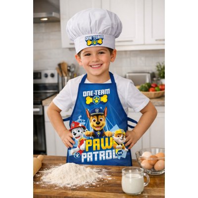 Max-fashion KFT Dětská zástěra TLAPKOVÁ PATROLA set s čepicí modrý tmavý – Hledejceny.cz