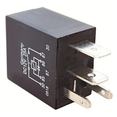 Spínací mikro relé - 12V 25A 4výv. s diodou, kontakt 6,3 + 2,8 mm