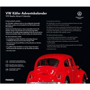 Franzis Popron.cz adventní kalendář VW Brouk se zvukem červený 1:43