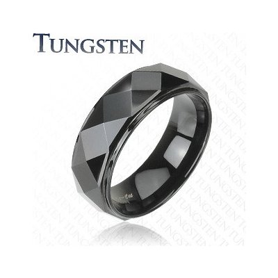 Šperky eshop Wolframový prsten černý zkosené hrany J1.10
