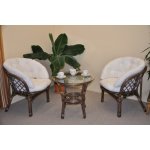 Ratanová sedací souprava Bahama hnědá 2+1, polstr MAXI bílý – Zboží Dáma