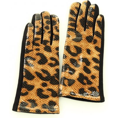 Mazzini Marco hnědé elegantní rukavice s tygrovaným potiskem r38