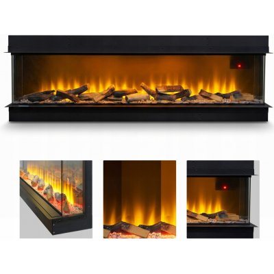 Acantha Aspire Nástěnný krb s funkcí vytápění elektrický 150 2000 W 155,4 x 49 x 23,5 cm černý – Zboží Mobilmania