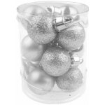 Anděl Přerov Baňky mini stříbrné plast mix povrchů 2,5cm 12ks ve válci – Zboží Dáma